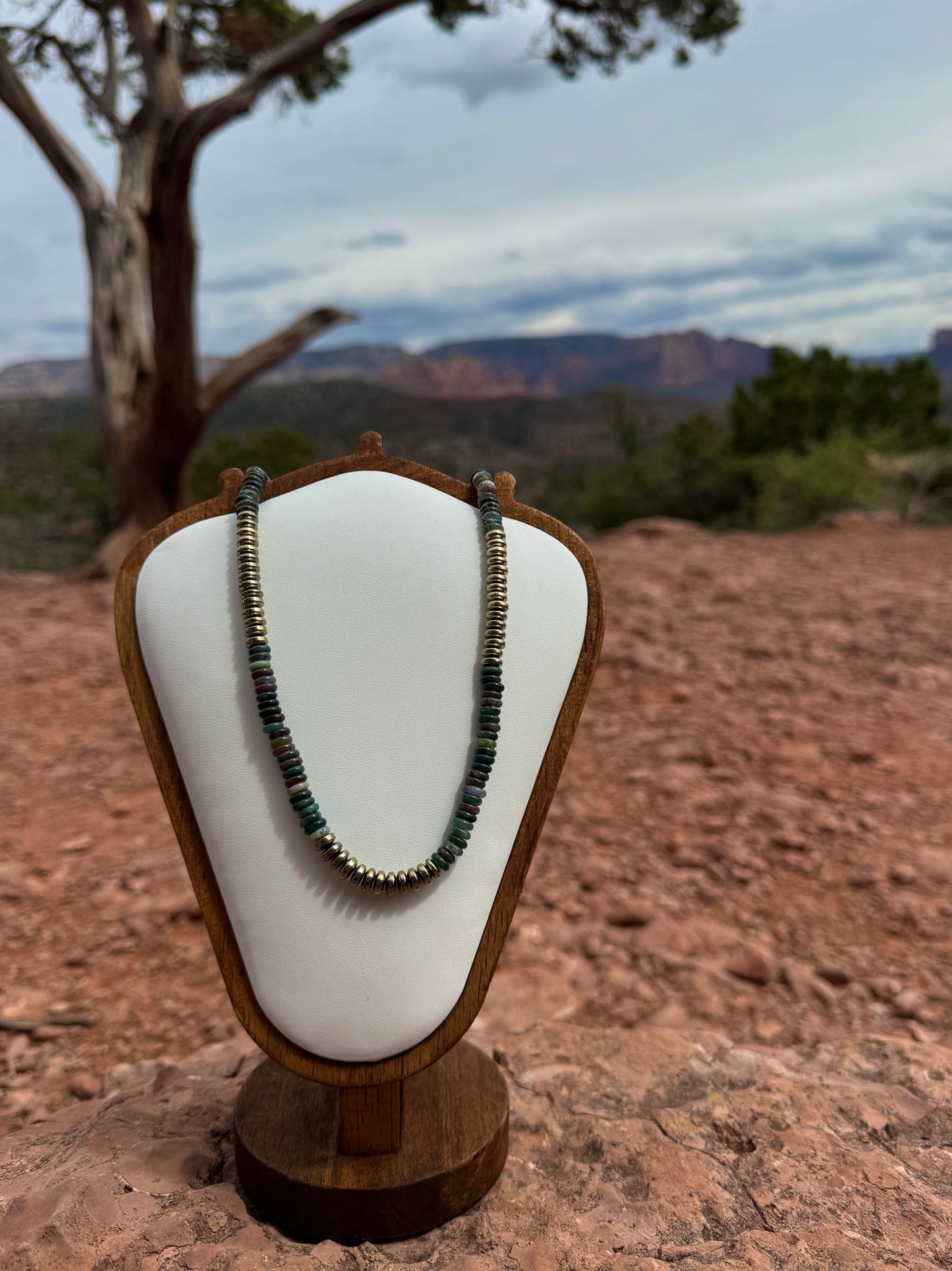 Indian Agate & Titanium Pyrite Necklace
