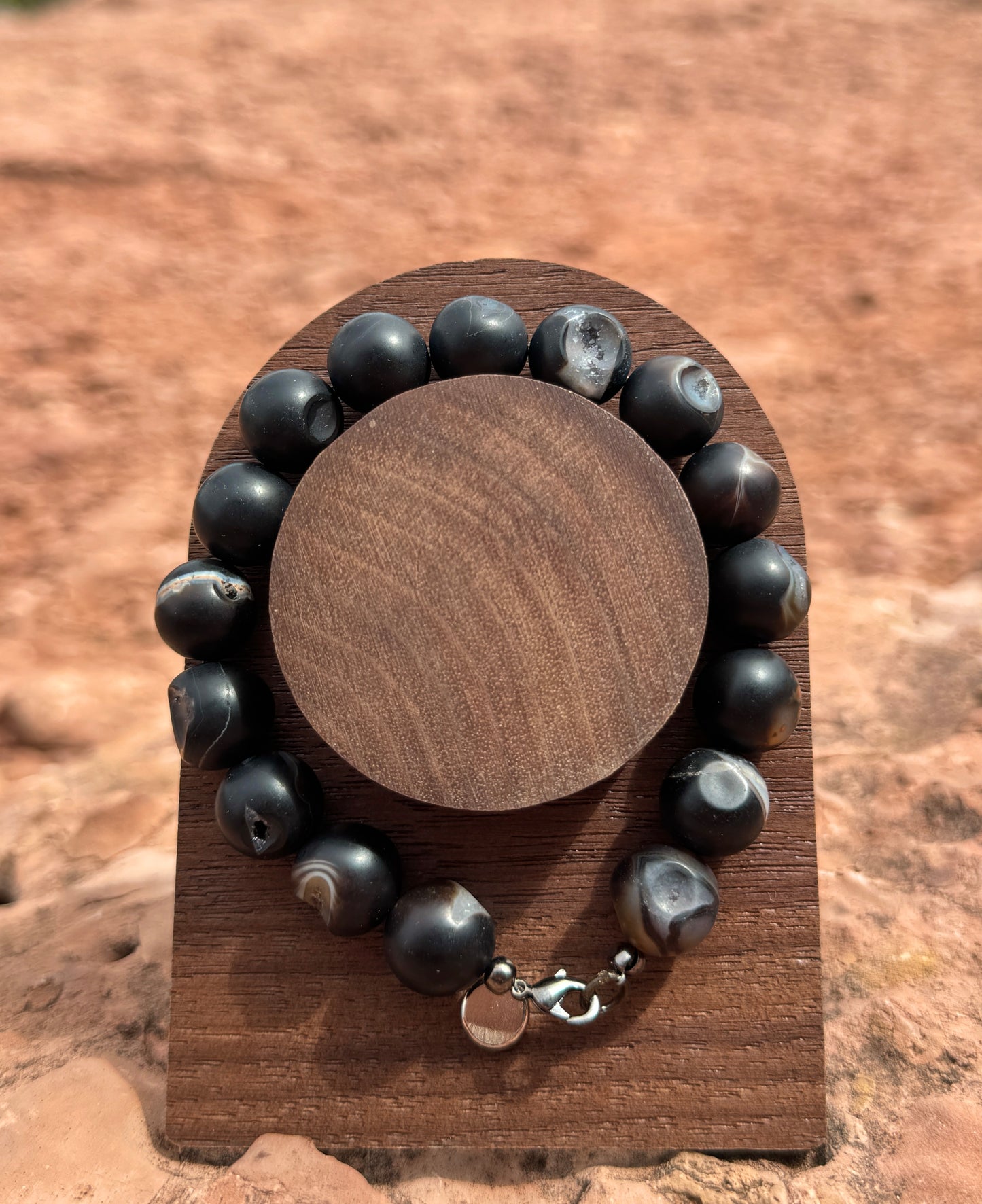 Black Druzy Agate Bracelet