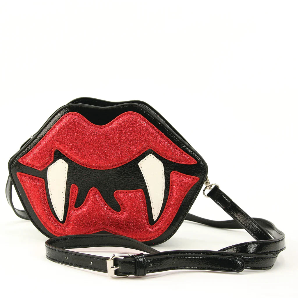 Vampire Mouth Cross Body Bag In Vinyl Material