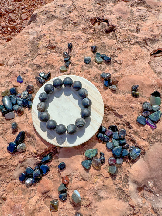 Matte Black Druzy Agate Bracelet