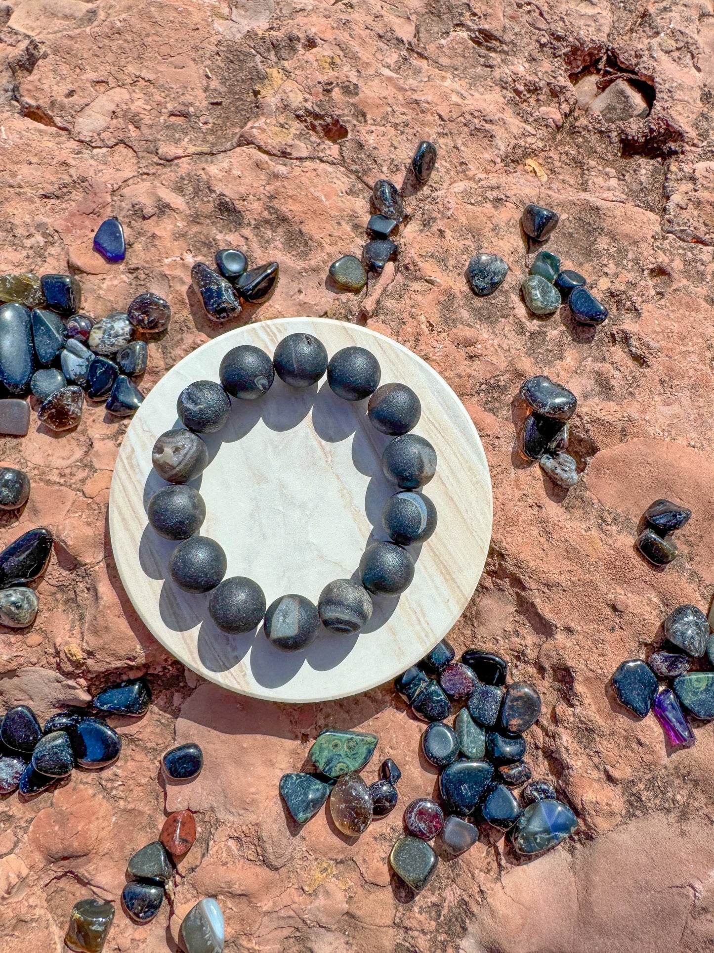 Matte Black Druzy Agate Bracelet