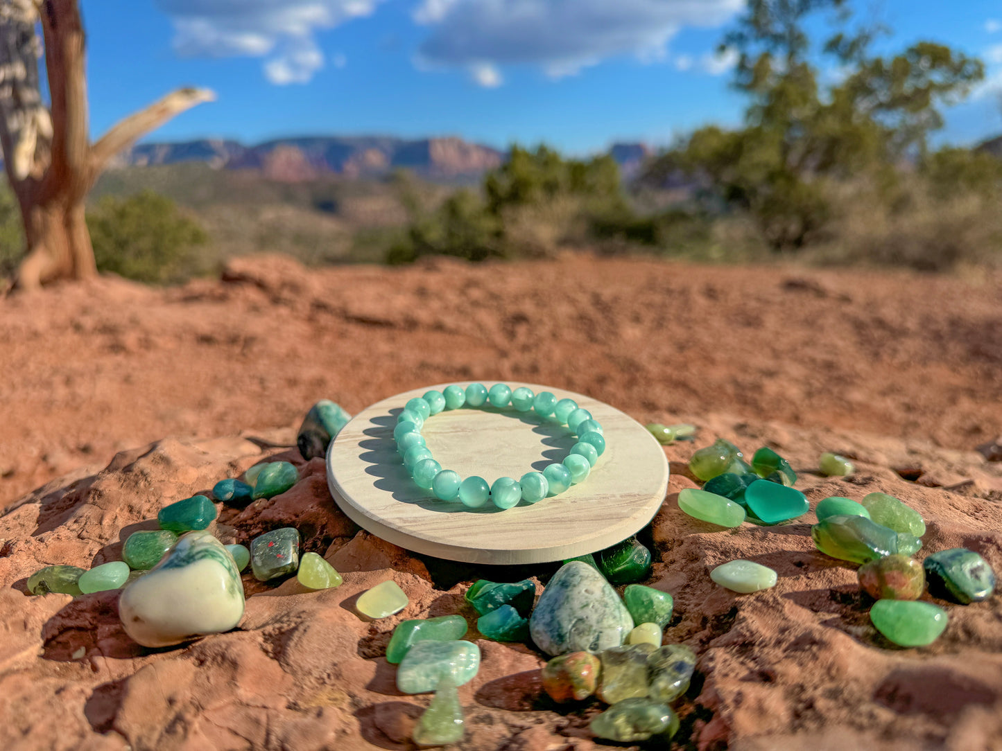 Chatoyant Green Moonstone Bracelet