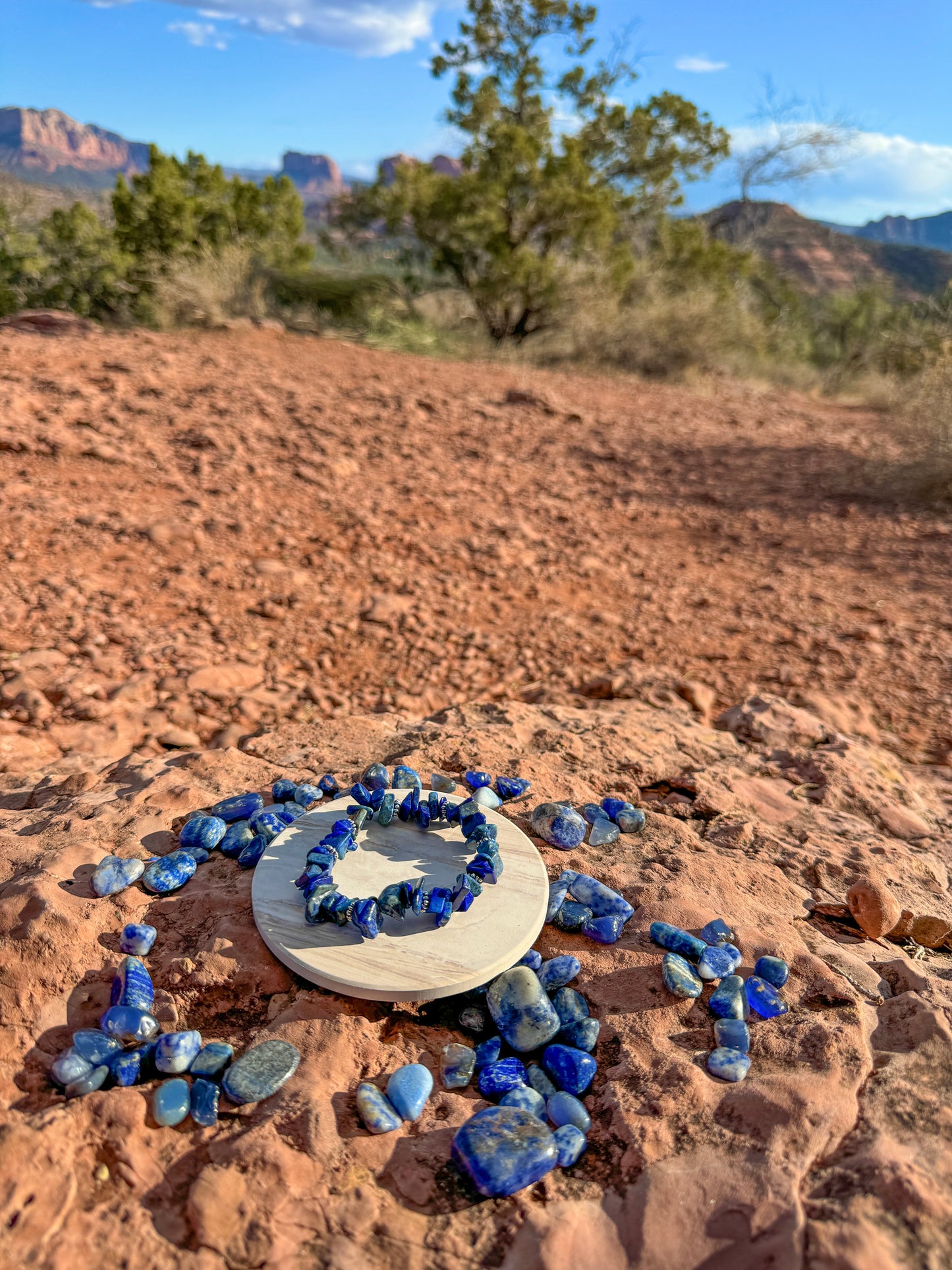 Lapiz Lazuli Chip Bracelet With Accents