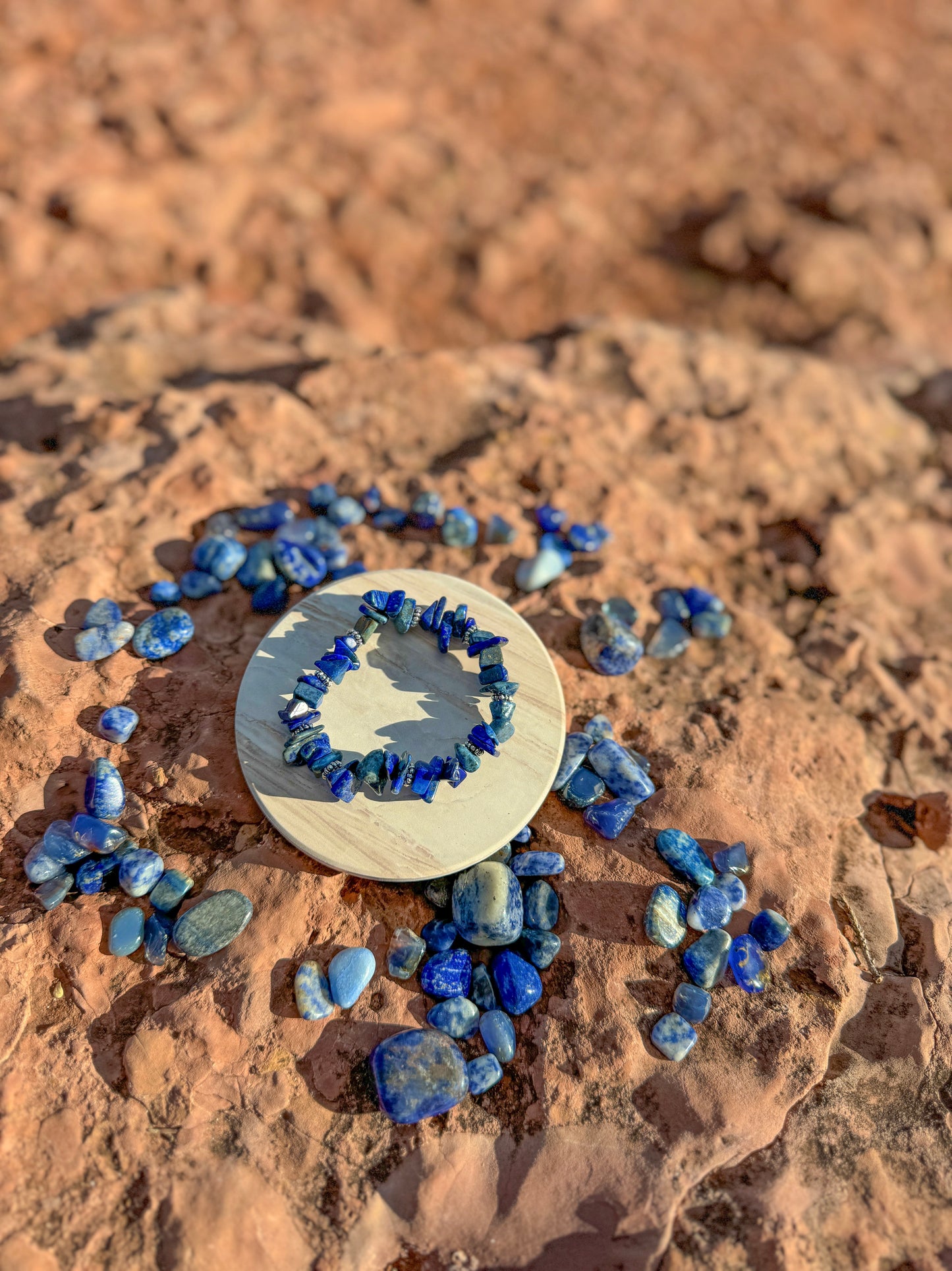 Lapiz Lazuli Chip Bracelet With Accents