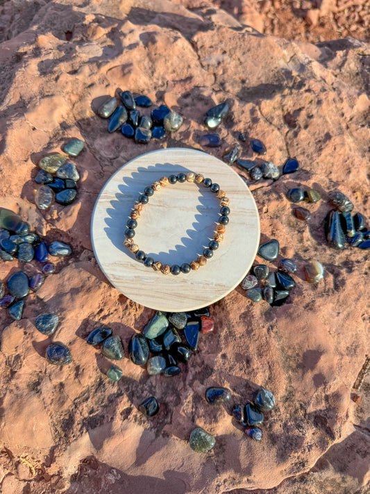 Shungite & Tibetan Dzi Bracelet