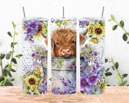 Highland Cow Flower Tumblers